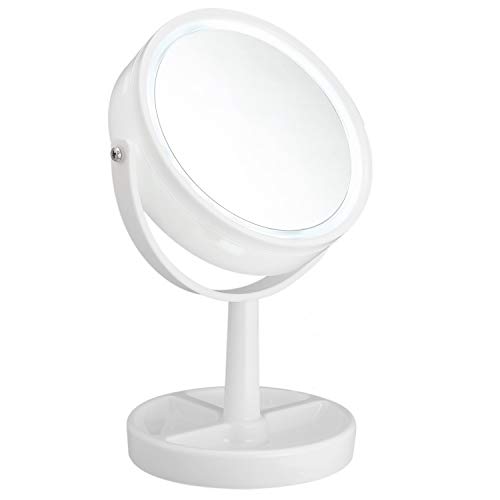 Lighted Makeup Mirror - 6" LED Tabletop Vanity Mirror 3x Magnification Two-Sided 360 Rotation Polished Mirror NATUROUS