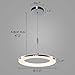 CHYING Pendant Light Modern LED Pendant Lighting 15W 3000K Contemporary Silver Circle Hanging Light Fixture for Kitchen Island Dining Room Bedroom Foyer