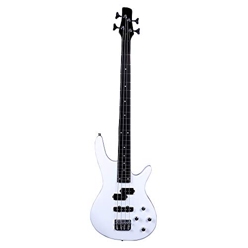 Exquisite Stylish IB Bass Guitar with Power Line and Wrench Tool (White)