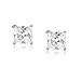 Square Princess Cut 5mm white Cubic Zirconia .925 Sterling Silver Basket Setting Unisex Stud Earrings