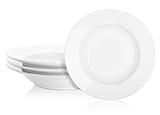 DOWAN 12 Ounce Porcelain Pasta Bowls - 4 Packs, White