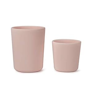 Silicone Baby Cup 2Pack, Silicone Cup for Toddlers, Baby Open Cup BPA/Phthalate Free, Shatter Proof. (Pink)