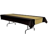 Beistle 57940-BKGD Black and Gold Tablecover, 54 Inch by 108