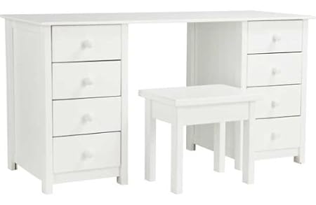Scandinavia 8 Drawer Dressing Table Stool Whi Amazon Co Uk