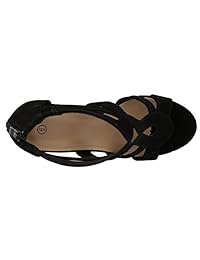 Cambridge Select Sandalia de cuña con plataforma gruesa y abertura en el dedo del pie para mujer