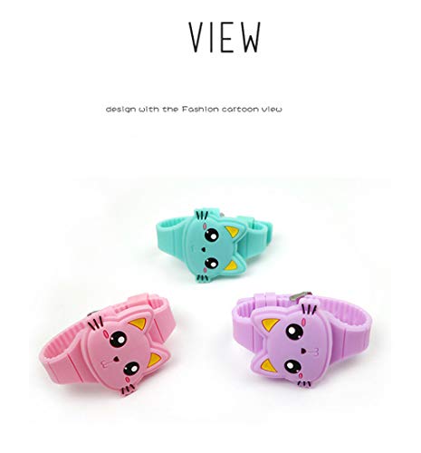 MINILUJIA Kids Boys Girls Digital Watch Cute Rabbit Cat Clamshell Design Led Sport Watch (cat Purple)