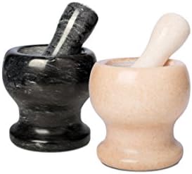 PriorityChef Mortar and Pestle Gift Set Bundle, Black and Sand Colors