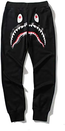 Mens Bape A Bathing Ape Shark Head Trousers Womens Elastic Waist Casual Drawstring Sweat Pants with Pockets 2019 New,Black3,M
