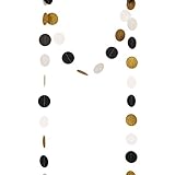 Ling's moment 9 Feet Circle Dots Paper Garland, Circle Banner Decorations ( Gold Glitter+Black+White ) for Wedding, Bridal Showers, Birthday Party, Baby Shower, Event & Party Supplies