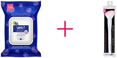 Yes to Blueberries Age Refresh Cleansing Facial Wipes (2pc AND Wet n Wild Brush Contour - BUNDLE)