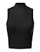makeitmint Women's Ribbed Knit Sleeveless Solid Mock Neck Crop Tank Top