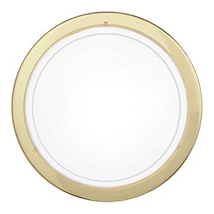 EGLO Planet 1 Plafondlamp met 1 fitting, wandlamp van staal, kleur: messing, glas: wit gelakt, fitting: E27