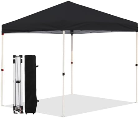 Canopy Tent 10X10 FT,Heavy Duty Sun Instant Shelter w/Adjustable Straight Leg Heights,Portable Pop Up Gazebo,Outdoor Patio Tents for Commercial,Camping,Garden,Black