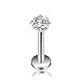 Areke Women's Stainless Steel Cubic Zirconia Piercing Unisex Labret Small Lip Ring/ Tragus/ Helix Earrings Color White