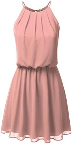 JJ Perfection Women's Sleeveless Double-Layered Pleated Mini Chiffon Dress