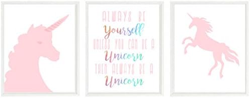 Unicorn Wall Art, Baby Girl Nursery, Girl Room Decor, Always Be Yourself, Unless You Can Be A Unicorn, The Always Be A Unicorn, Pink, White