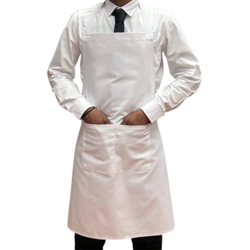 Italbangla Textile Chef's Apron, Unisex, Durable, Comfortable with Front Pocket, Washable for Cooking, Kitchen, Bar, Restaurant, Butcher Shop and Catering, White, One size