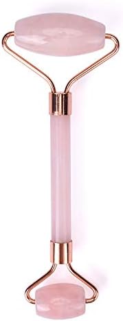 Natural Rose Quartz Jade Stone Roller Guasha Facial Eyes Neck Massage Tool