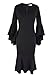 VfEmage Womens Sexy V-Neck Bell Sleeves Work Party Cocktail Sheath Dress 8992 Blk S