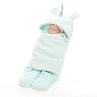 Baby Hooded Pajamas Unicorn/Monthly Milestone Blanket|Swaddle Sleeping Bag/Sack|Velcro Pink Mint Grey|Premium Quality Sherpa Fleece for Newborn Infant Toddler 0-12 Months|Perfect for Baby Shower Gift