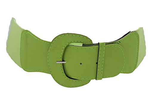 TFJ Women Fashion Wide Corset Belt Hip High Waist Elastic Lime Green Fabric Size S M