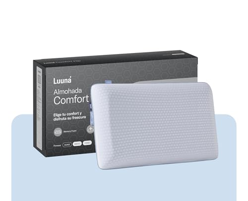 Luuna Almohada Comfort Flip, 2 en 1, con un Lado Firme y Otro Suave, Almohada Memory Foam 100%, Funda Fresca Que Regula Temperatura Cooling Stamp, Marca Mexicana, Tamaño Estándar