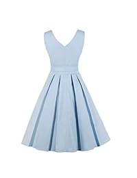 Aiung Vestido de cóctel para mujer, estilo retro de los años 50, sin mangas, cuello en V