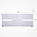 Mecor Sideboard Cabinet Buffet,Kitchen Sideboard and Storage Cabinet/TV Stand High Gloss LED Dining Room Server Console Table 2 Doors & 4 Drawers White