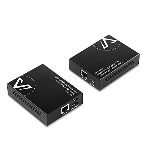 AV Access USB HDMI KVM Extender, 1080P@60Hz over Cat5e/6 up to 80m, 2 USB2.0 Ports for Computer, No Signal Loss or Latency, Driverless Plug & Play with PoE and Adaptive EQ