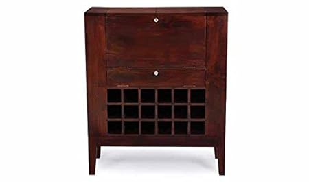 Aprodz Mango Wood Wine Storage Wiluna Stylish Bar Cabinet for Living Room | Honey Finish