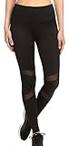 Juniors High Rise Fintess Leggings Yoga Pants w/ Black Mesh Leg Panels, Small