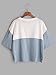 SweatyRocks Women's Color Block Half Sleeve High Low Casual Loose T-shirt Tops Blue White One Size