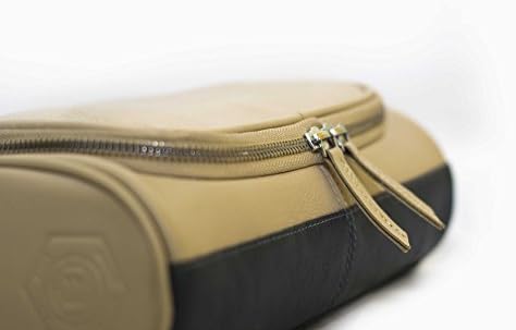 IFZA Cosmetic case leather Bag - Expandable leather makeup bag Travel Toiletry bag Authentic Soft Leather - Ivory