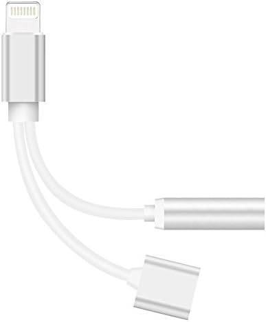 2 in 1 Lightning Adapter for iPhone 7 [Silver],Jasongmao iPhone Splitter ,2-Port Lightning Headphone Audio and Charger Adapter for iPhone 7/7 Plus and More