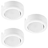 GetInLight Dimmable and Swivel, LED Puck Lights Kit with ETL List, Recess or Surface Mount Design, Warm White 2700K, White Finished, (Pack of 3), IN-0107-3