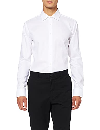 Chemise business Seidensticker pour homme - Coupe extra slim - Infroissable - Col Kent - Manches longues - 100 % coton