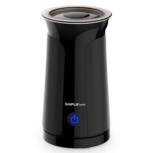 SIMPLETASTE Milk Frother and Warmer Foam Maker for Hot or Cold Drink, Automatic Shut Off, Ceramic Non Stick Interior, Patented Design, Black