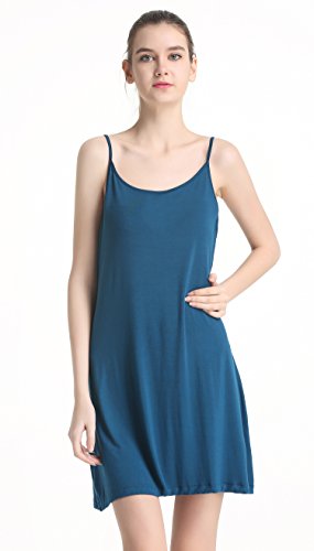 Cherislpy Women's Cute Criss Cross Back Nightdress Loose Hollow Out Camisole Sleepwear(Navy Blue,XL)