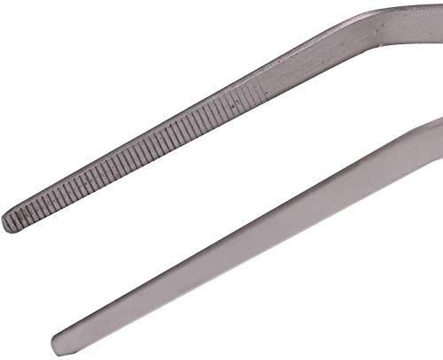 Xelparuc 18.9 Inch Extra Long Stainless Steel Curved Tip Tweezer for Aquarium Fishtank, Reptiles Snakes Lizard, Python