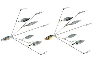 ILURE 5 Arms Alabama Umbrella Rig Fishing Ultralight Tripod Bass Lures Bait Kit Junior Ultralight Willow Blade Multi-Lure Rig (bluegray)