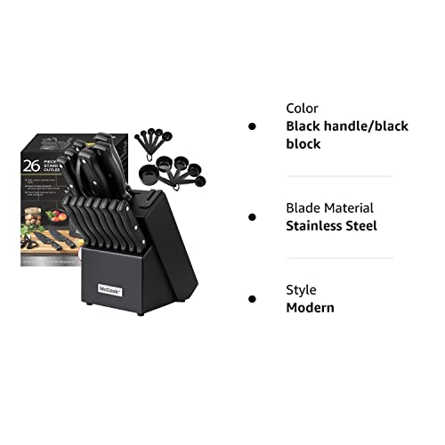 McCook Knife Set with Builtin Sharpener Block, MC701 Kitchen Knife Set