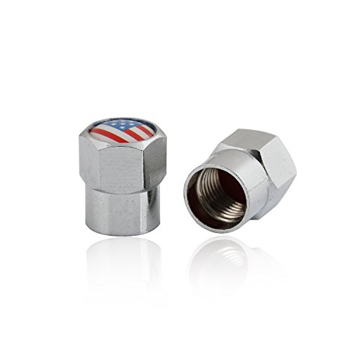 image for GODESON Chrome-Plated Brass Tire Valve Stem Caps with US Flag, Good De