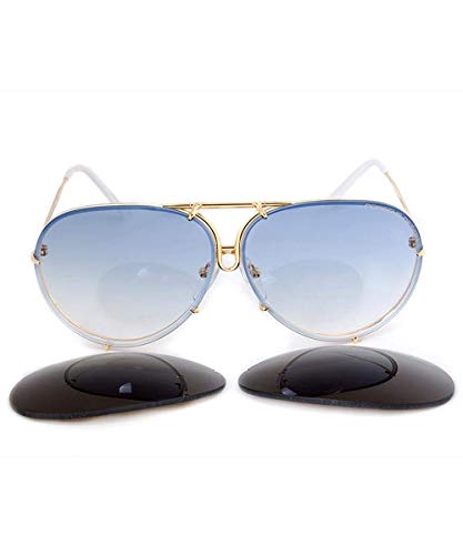 Porsche design P8478 A 6610 gold titanium interchangeable brown blue lenses  as worn by the kardashians and Jenners - Designer Sunglasses - Sunglasses :  Send Optics