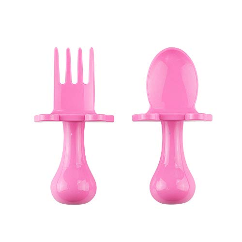 Babyware Baby Spoon and Fork Set for Self Feeding Baby and Toddler Utensils by eZtotZ Made in The USA and BPA Free (Pink)