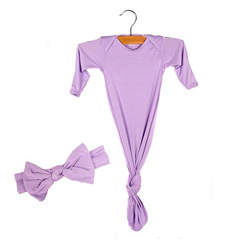 Tags 4 Tots Newborn Baby Knotted Tie Gown - Preemie & Newborn (Lavender) - Thumbnail 2