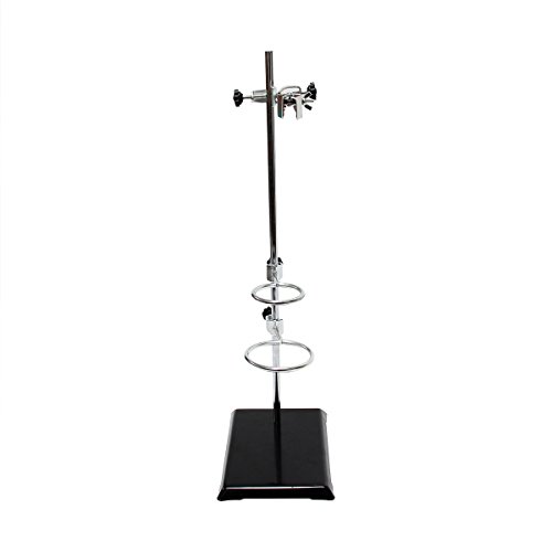 Wisamic Laboratory Grade Metalware Set - with Support Stand (8.3"x5.5"), 2 Retort Rings (Dia. 2.2"/2.6"), Rod (Length 19.7") and Burette Clamp