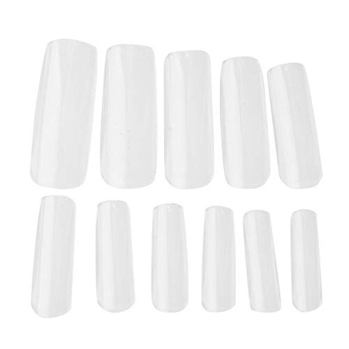 500pcs Fake Nail Tips Nail Art Full Cover False Nail Piece Manicure Artificial Nails for Nail Salons and DIY Nail Art(Transparent)