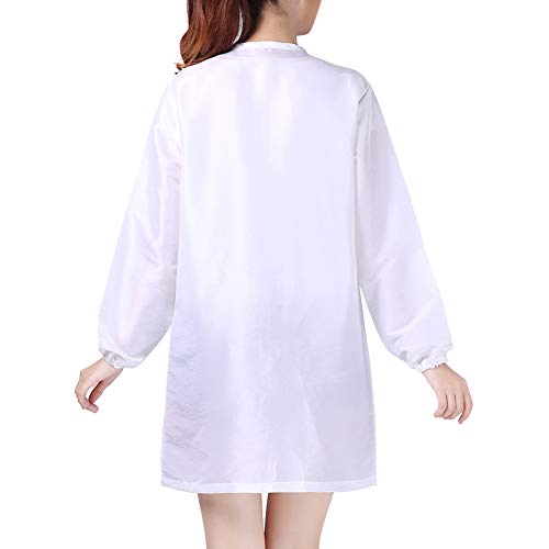 KAHOT Professional Salon Smock Stylist Jacket Cosmetology Uniform Zipper Hairdressing Cape Hairdresser Work Clothes Hair Beauty SPA Guest Client Kimono Gown (M, White)