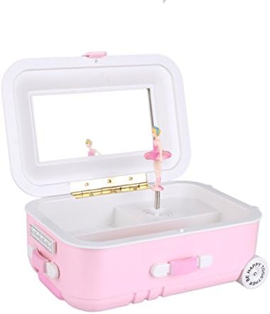 ATOROR Dancer Music Box--Trolley Suitcase shape--As Student Gift ,creative birthday gift,Jewelry Storage Box,Home Decoration ,Ornament Accessories（pink）