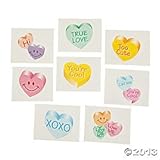 72 GLITTER Conversation HEART Temporary TATTOOS/VALENTINE'S DAY PARTY FAVORS/6 DOZEN/TEACHER'S Prizes